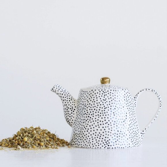Stoneware Teapot with Black Speckles - Picture 1 of 8